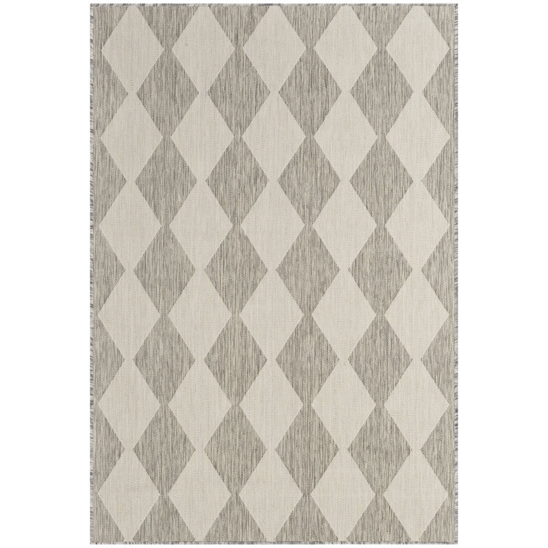 Positano Indoor / Outdoor Rug, Gray/Cream, Rectangle 4' x 6'