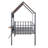 Loda Twin Low House Loft Bed with Roof and Ladder-884722055
