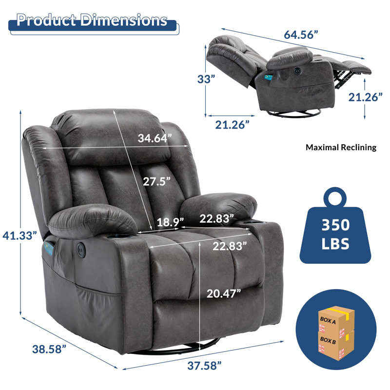 Ruhe Upholstered Recliner, Gray