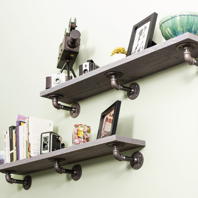 Hibbell 2 Piece Solid Wood Bracket Shelf