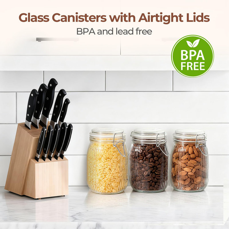 Glass Jar - Set of 3, 1000ml