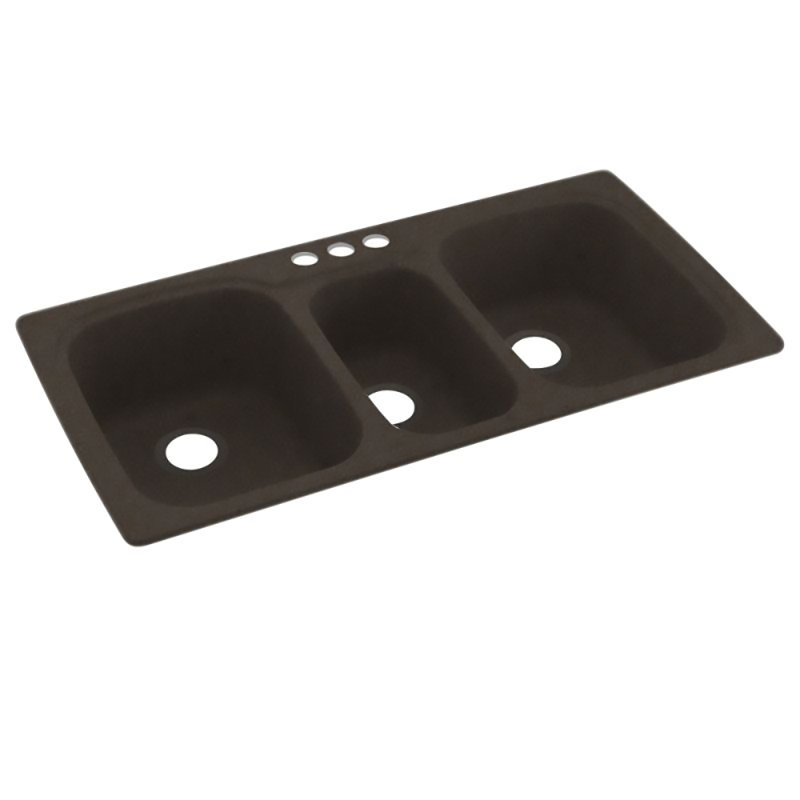 Évier de cuisine à fixation double L 44 po x l 22 po, Blanc, 3 trous