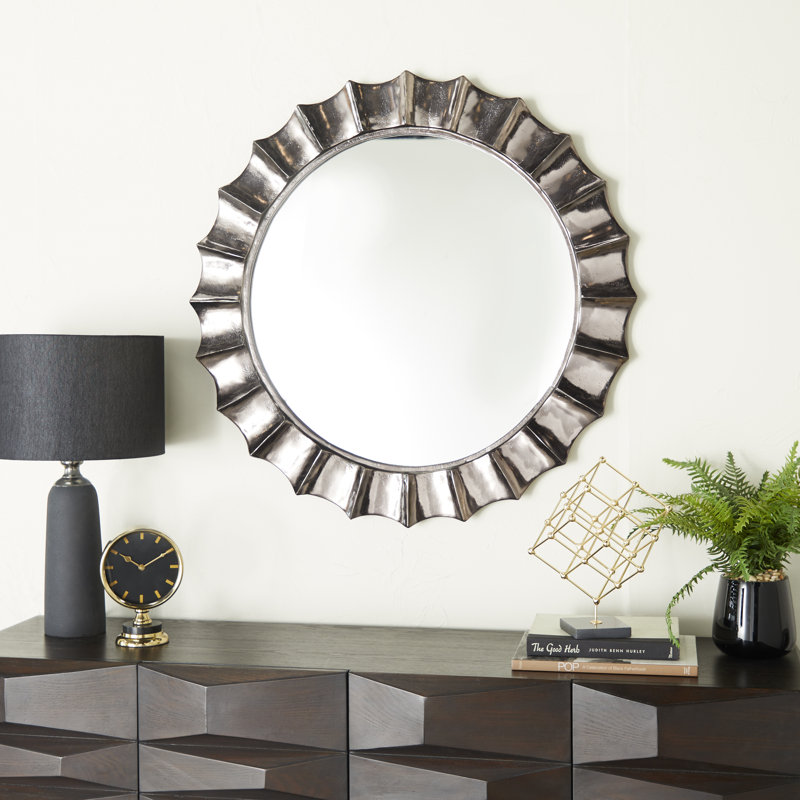 Tilbrook Aluminium Circle Wall Mirror, Polished Black