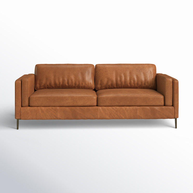 Emery Genuine Leather 84" Square Arm Sofa, Sonoma Butterscotch Top Grain Leather