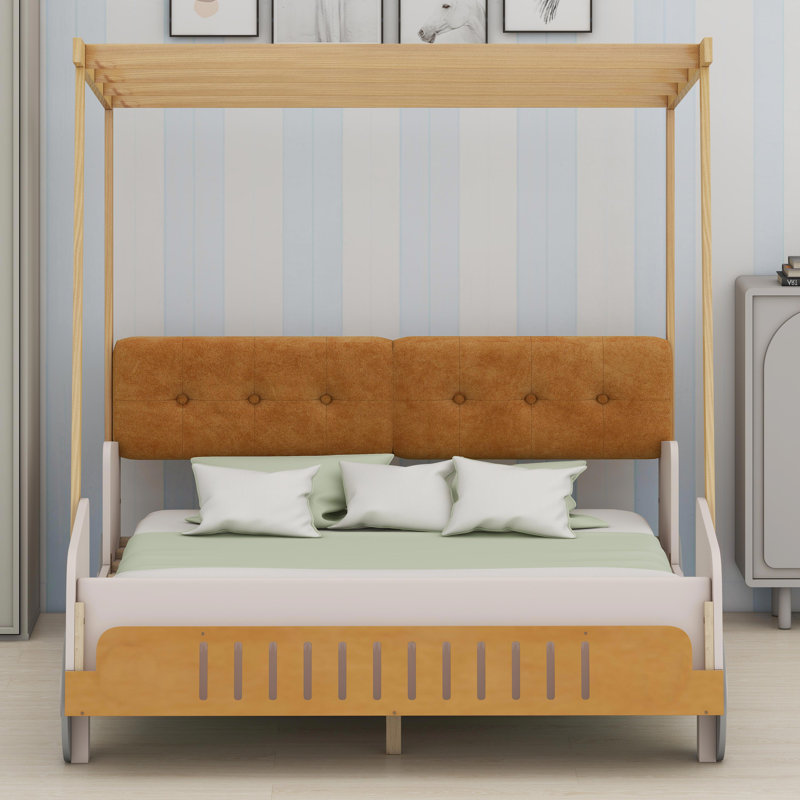 Lit voiture avec coussin, toile de plafond, Double
