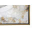 Art mural encadré floral fait à la main blanc avec cadre doré 40 po x 2 po x 40 po