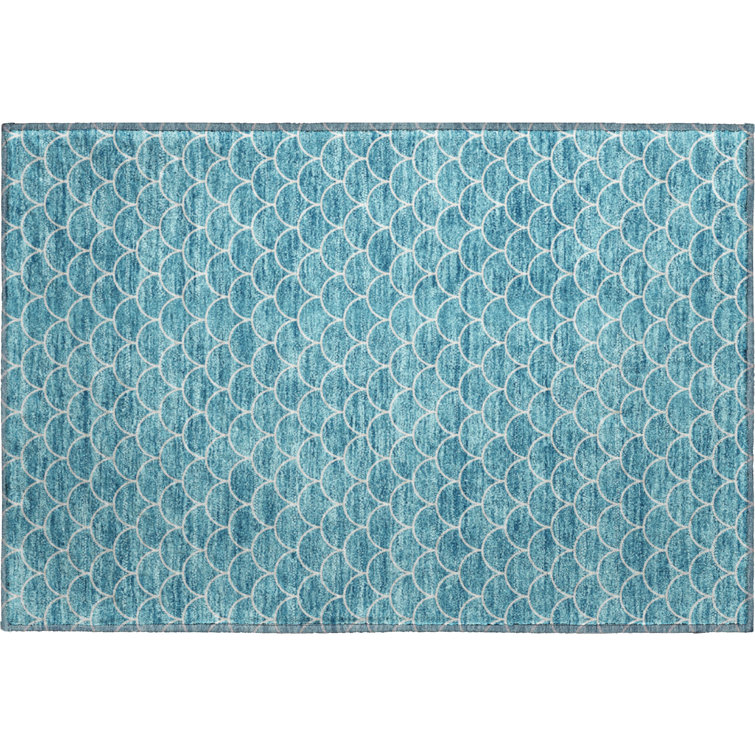 Premium Machine Washable Prisco Teal Rug