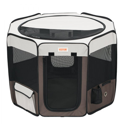 Parc pliable pour animaux de compagnie, parc portatif pour chien, cage de cage pour chiot, chien, chat, chiffon Oxford 600D imperméable de qualité supérieure, fermeture à glissière amovible, pour le camping en plein air (octogone, L)