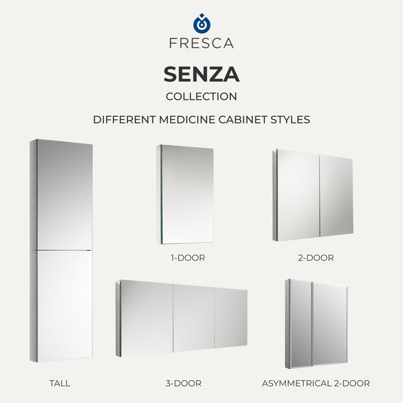 15 in. W x 52 in. H x 5 in. D Frameless Recessed or Surface-Mounted Bathroom Medicine Cabinet 15 in. W x 52 in. H x 5 in. D Frameless Recessed or Surface-Mounted Bathroom Medicine Cabinet
