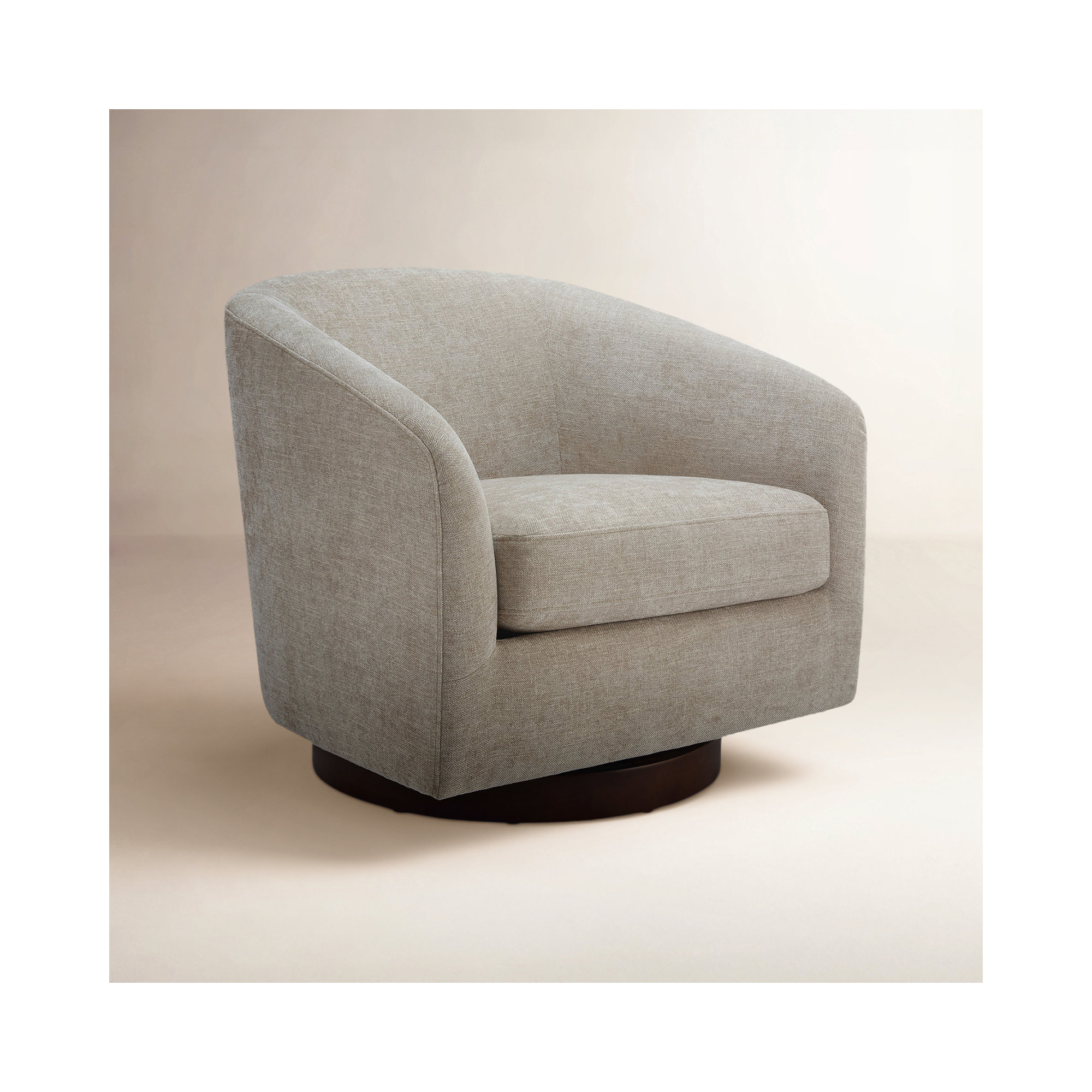 Bennett Upholstered Swivel Barrel Chair, Milo Mink Chenille