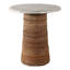 Table d'appoint décorative et base de piédestal texturée côtière tissée Capiz de style décontracté pour le bureau de la chambre à coucher - 20 po ivoire et brun clair
