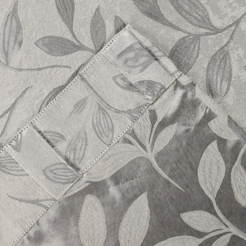 Ivory Polyester Blackout Curtains with Leaf Design, 52" x 108"