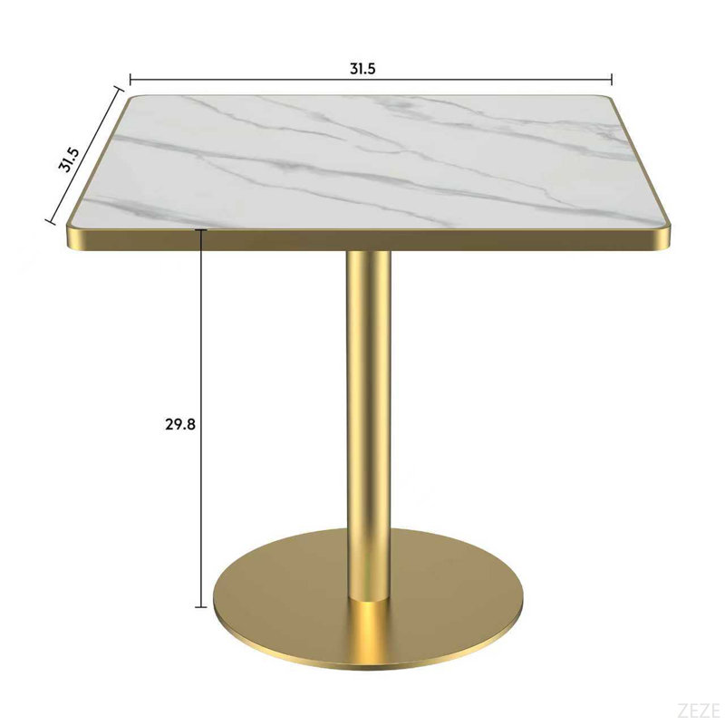 Table carrée bistro moderne tulipe 31,5 pouces avec plateau en faux marbre, facile à assembler, structure en métal robuste