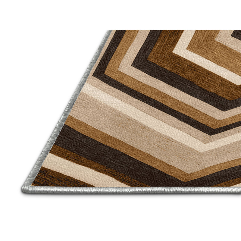 Machine Washable Space Beige Area Rug, Rectangle 7' x 10'