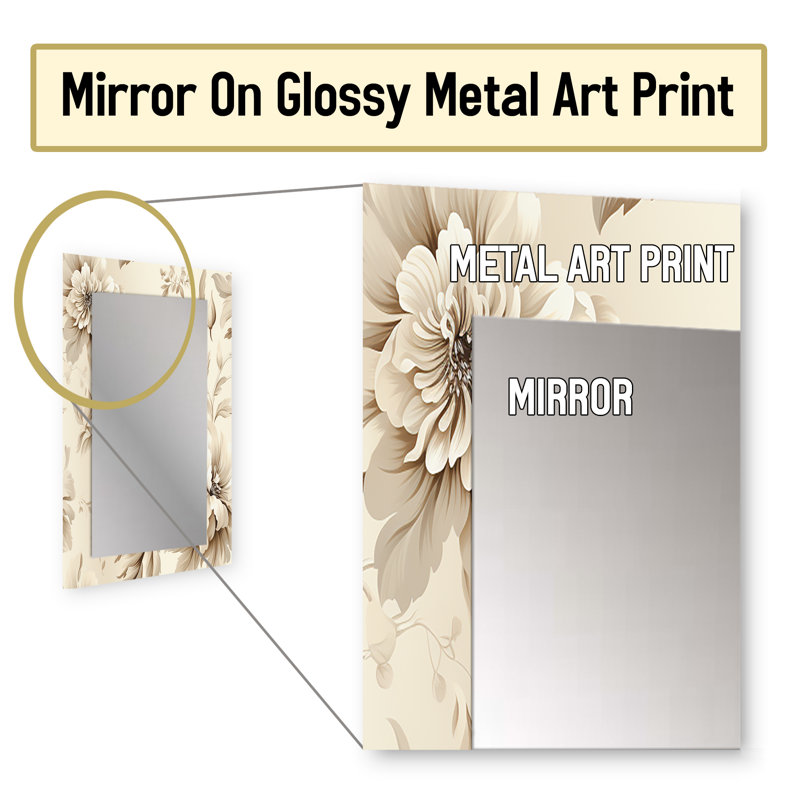 Payette minimaliste victorienne chic, motif victorien - grand miroir mural floral, 32 po x 24 po