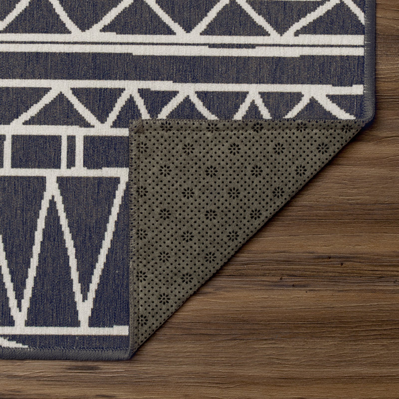 Chelsea Tribal Aztec Black Performance Flatweave Washable Geometric Indoor / Outdoor Rug, Rectangle 5' x 7'