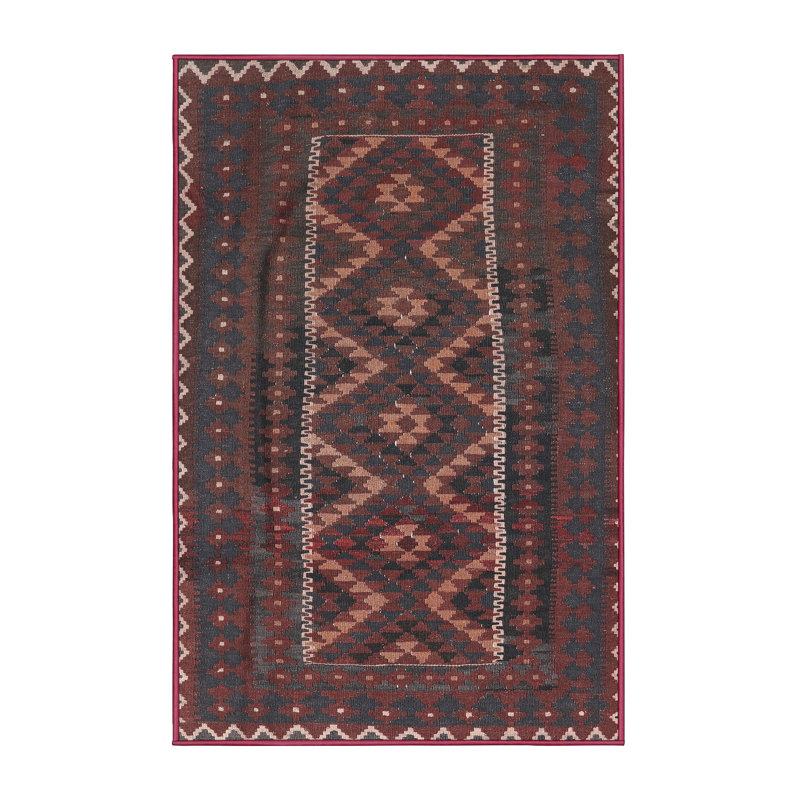 Tapis noir/noir foncé traditionnel Hassel, Rectangle 5 pi x 7 pi