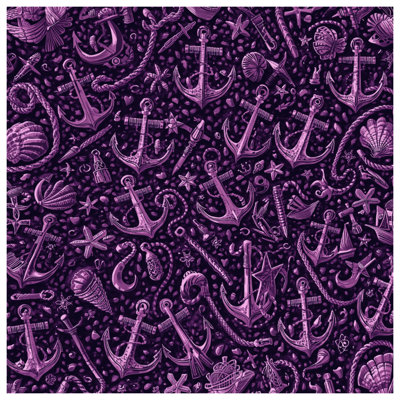 Purple Nautical Anchors Bath Mat