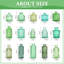 Ensemble de vases en verre vert 15 pièces