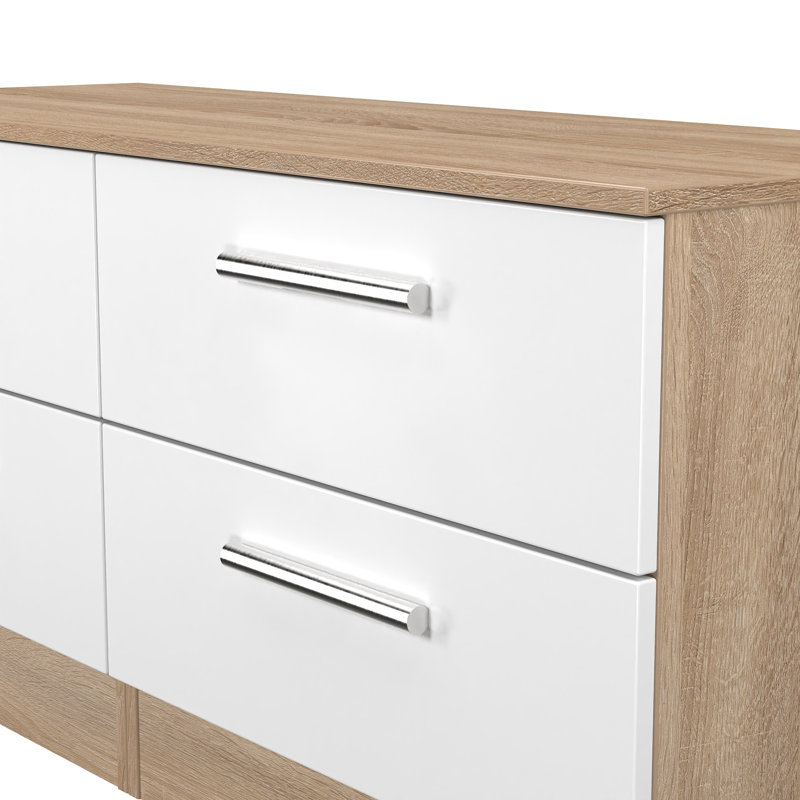 Fully Assembled Chesler 4 Drawer Chest, Bardolino/White Gloss