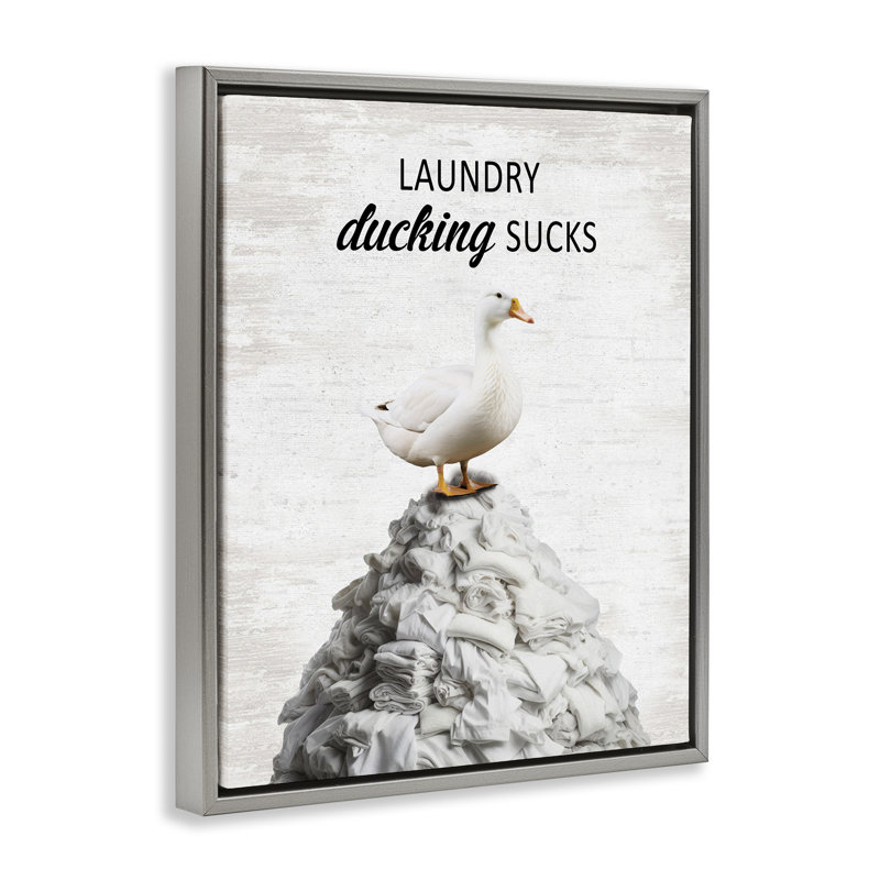 Duck & Laundry Pile Floating Frame, design by Lettered and Lined, Luster Gray Floater Frame, 31" H x 25" W