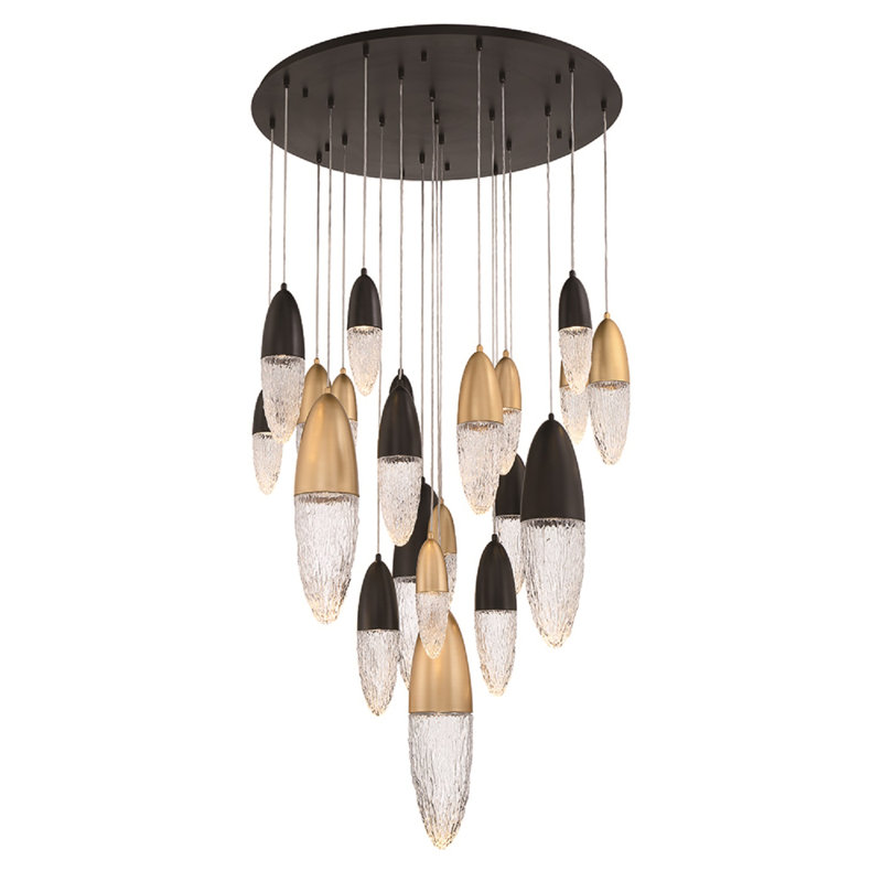 Écrou 22 light Chandelier, Black/Brass