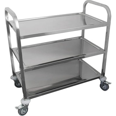 Commercial Stainless Steel Dining Cart 18 Gauge, 3 Shelf Heavy Duty Utility Wheels Small