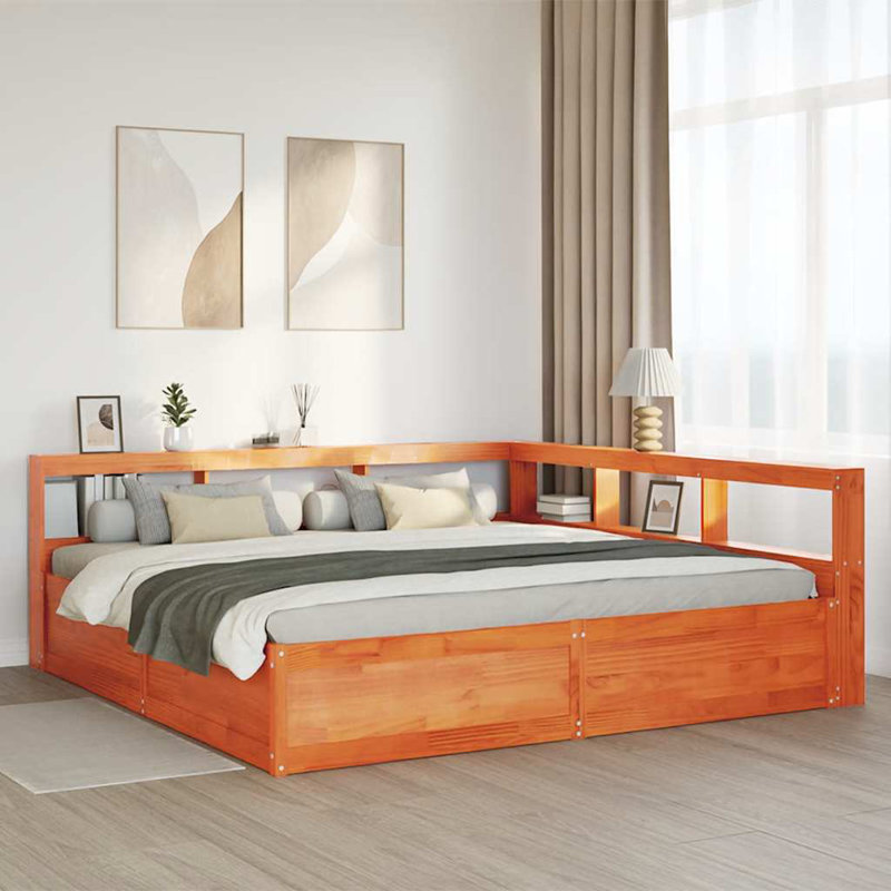Solid Wood Storage Bed, Wax Brown, Super King (6')