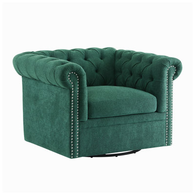 Christopher Knight Home 39.25" W x 33.75" D x 27.25" H Button-Tufted Fabric Chesterfield Swivel Club Chair