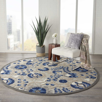Ciann Floral Blue/Gray Indoor/Outdoor Area Rug