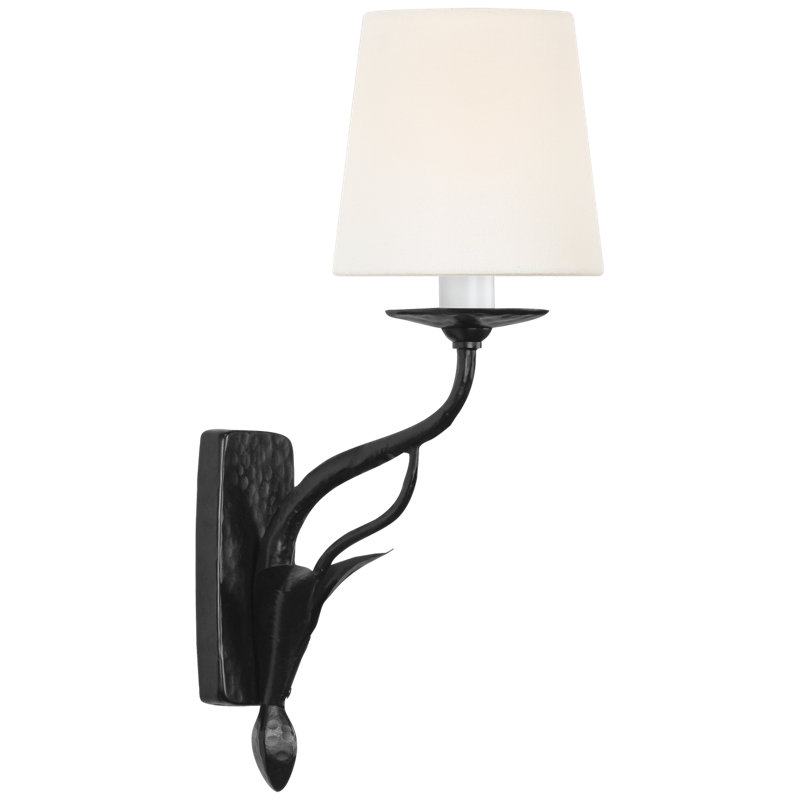 Amalfi 15" Sconce in Waxed Black with Linen Shade