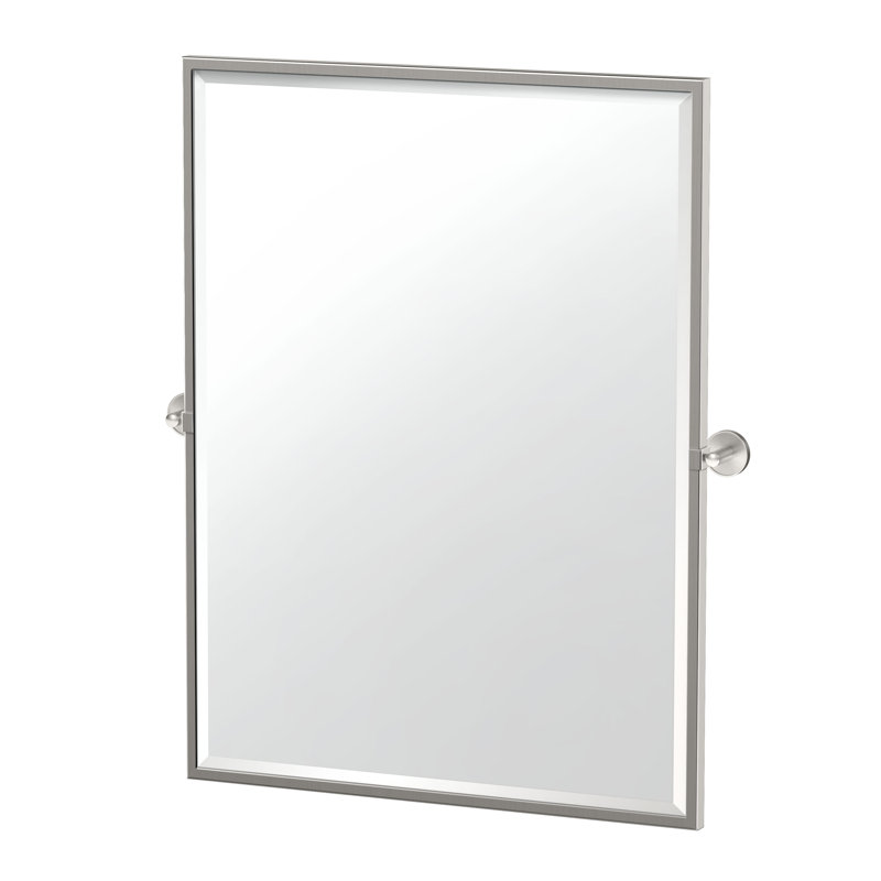 Sky Framed Rectangle Mirror, 32.5" x 27.63", Satin Nickel