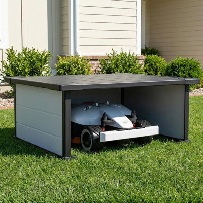 Robot Lawn Mower Garage, Weatherproof Shelter for Robotic Mower Charging Station, Durable PP Panel for Outdoor Use
