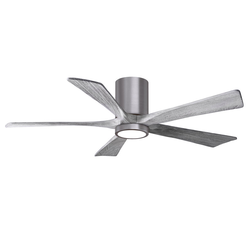 Ventilateur de plafond à 5 pales DEL avec ensemble d'éclairage inclus Irene, Étain brossé, 52", Ton bois de grange