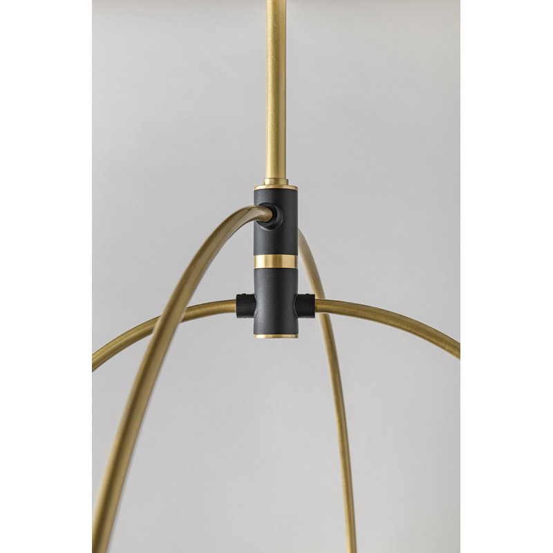 Lustre linéaire moderne Spoutnik à 6 lumières Mason, Laiton vieilli, 4