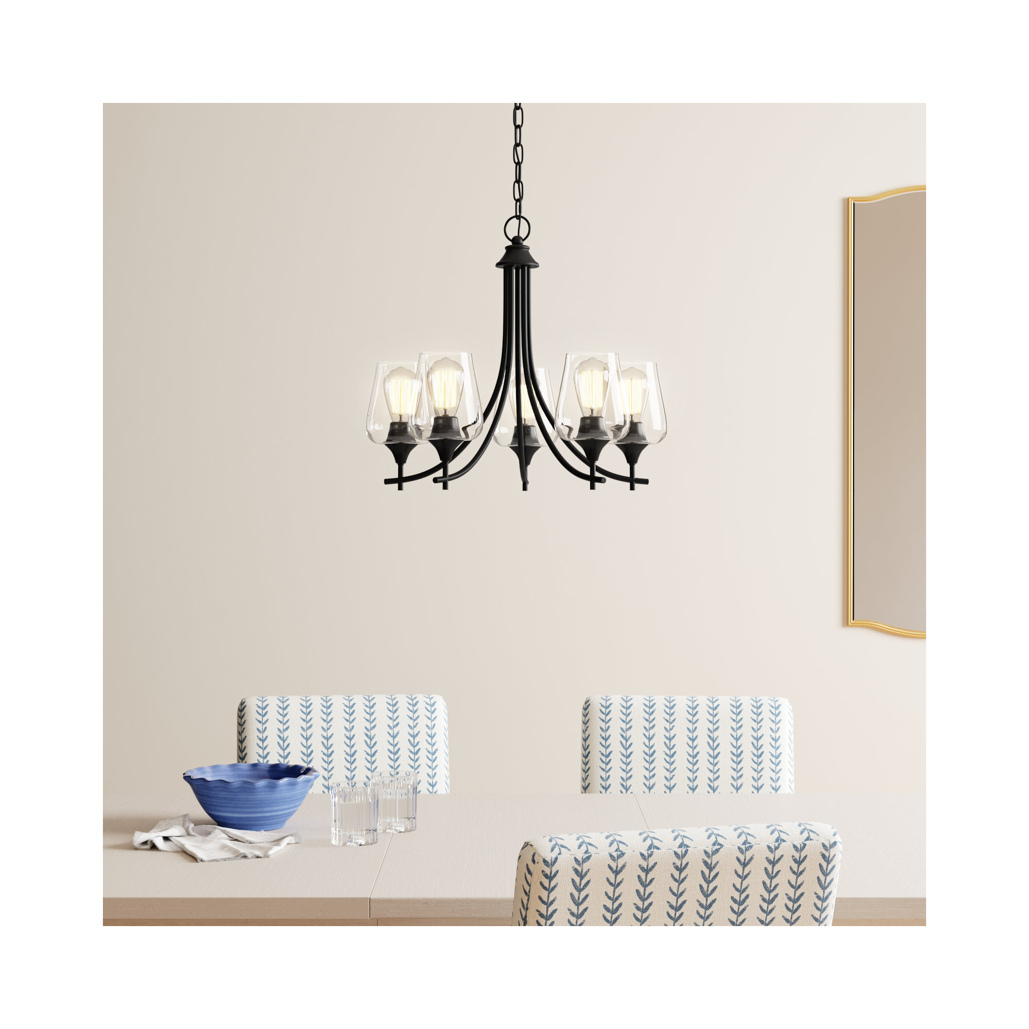 Breena 5 - Light Dimmable Chandelier, Matte Black