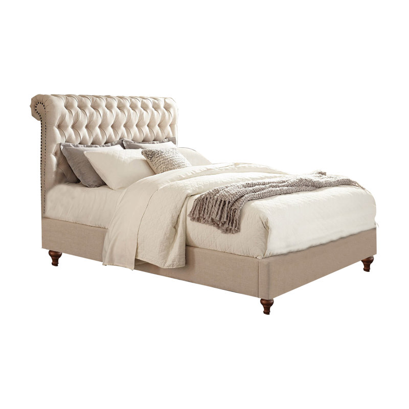 Lit tapissier standard Kerlin, Beige, Grand