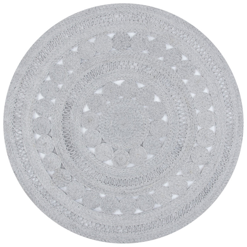 Tapis rond gris tressé à la main Mosher, Rond 6 pi