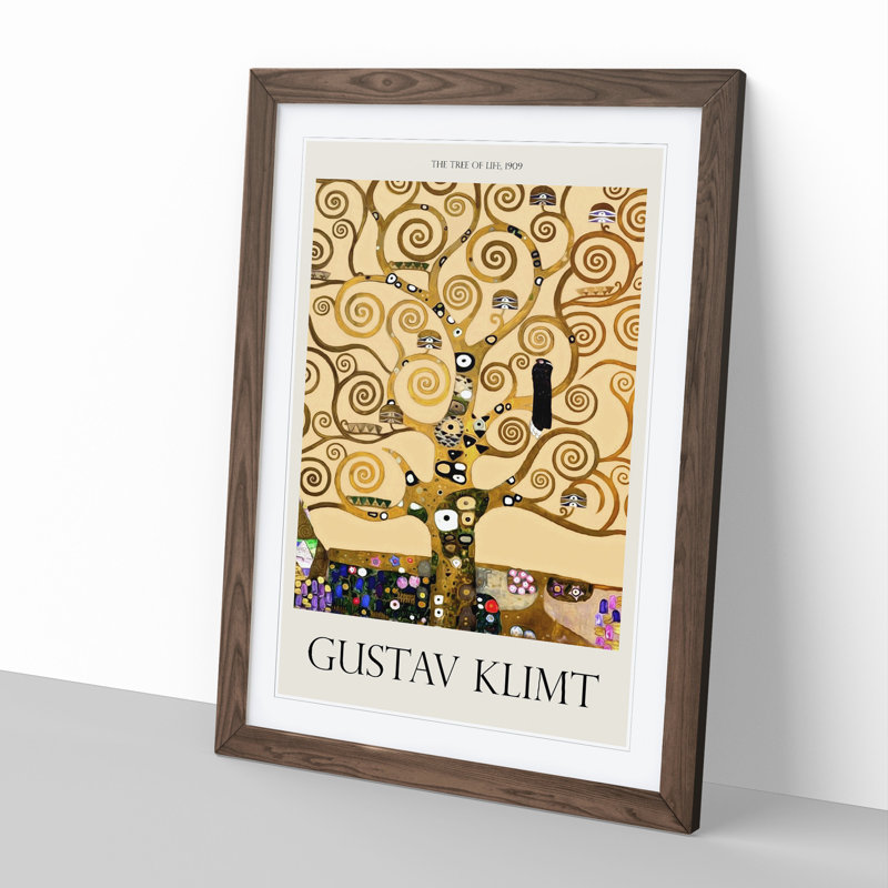 The Tree of Life by Gustav Klimt - Picture Frame Painting, Walnut Framed, 65cm H x 48cm W x 2cm D