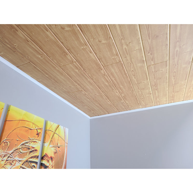 39.4'' L x 6.56'' W Smooth Polystyrene Glue Up Ceiling Tile, Pinewood