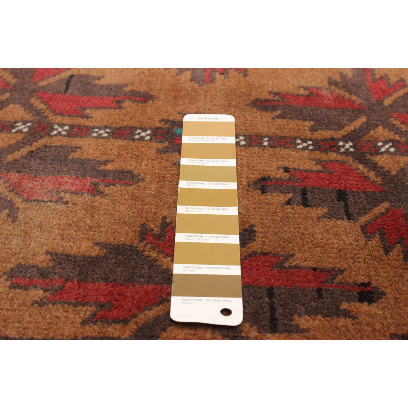 Tapis brun Baluch unique fait à la main 3 pi 3 po x 6 pi 3 po One Of Kind