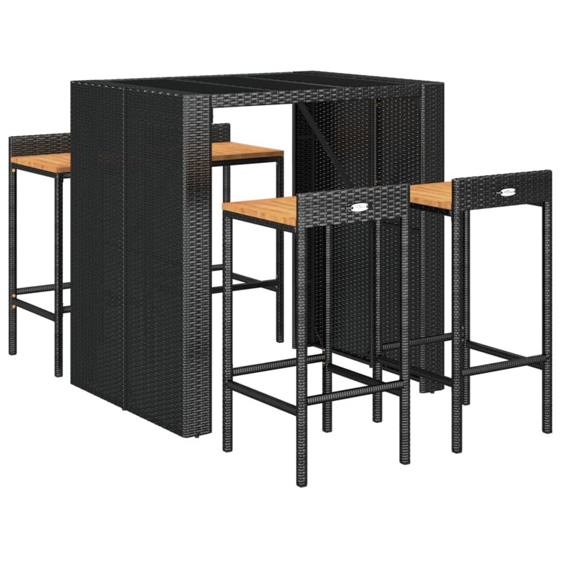 Miriyam Bar Set with Stools, Black