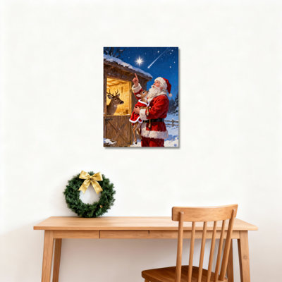 Père Noël renne, art mural sur toile