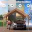 Abri d'auto 12 x 20 Carports résistant, résistant à la pluie et à l'abri des rayons UV, garage portable pour voiture, tente de bateau, gris / blanc / jaune-107659924