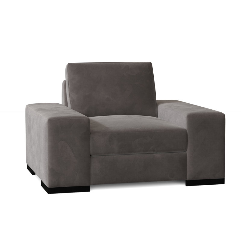 Fauteuil club Harrison, Velours gris anthracite, Noir, Plumes / duvet