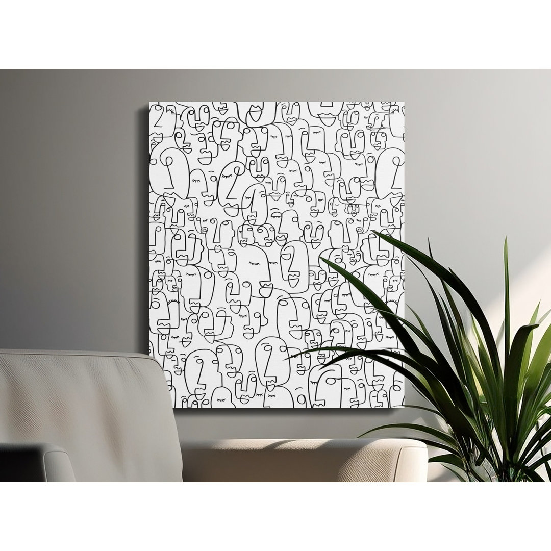Minimalist Abstract Faces Line Art Canvas