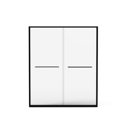56 - 60"X70" Bathroom Shower Door, Aluminum Frame Double Sliding, 8Mm Tempered Glass, Black, Waterproof, Quick Install Manner Enclosure, Frame, Black Hardware, Bathroom, Simple Plan