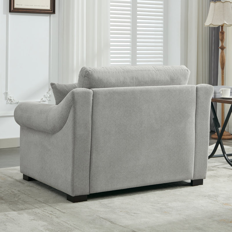 Fauteuil d'appoint surdimensionné avec coussins haute densité et housses amovibles, Gris clair
