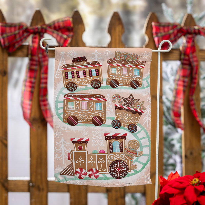 Drapeau de jardin en daim Gingerbread Train
