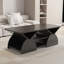 Table basse géométrique moderne avec tablettes ouvertes, noir élégant, L 47,25 po x l 23,6 po, coins arrondis